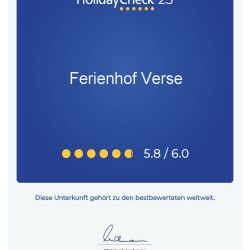 HolidayCheck Award Urkunde 2025                         